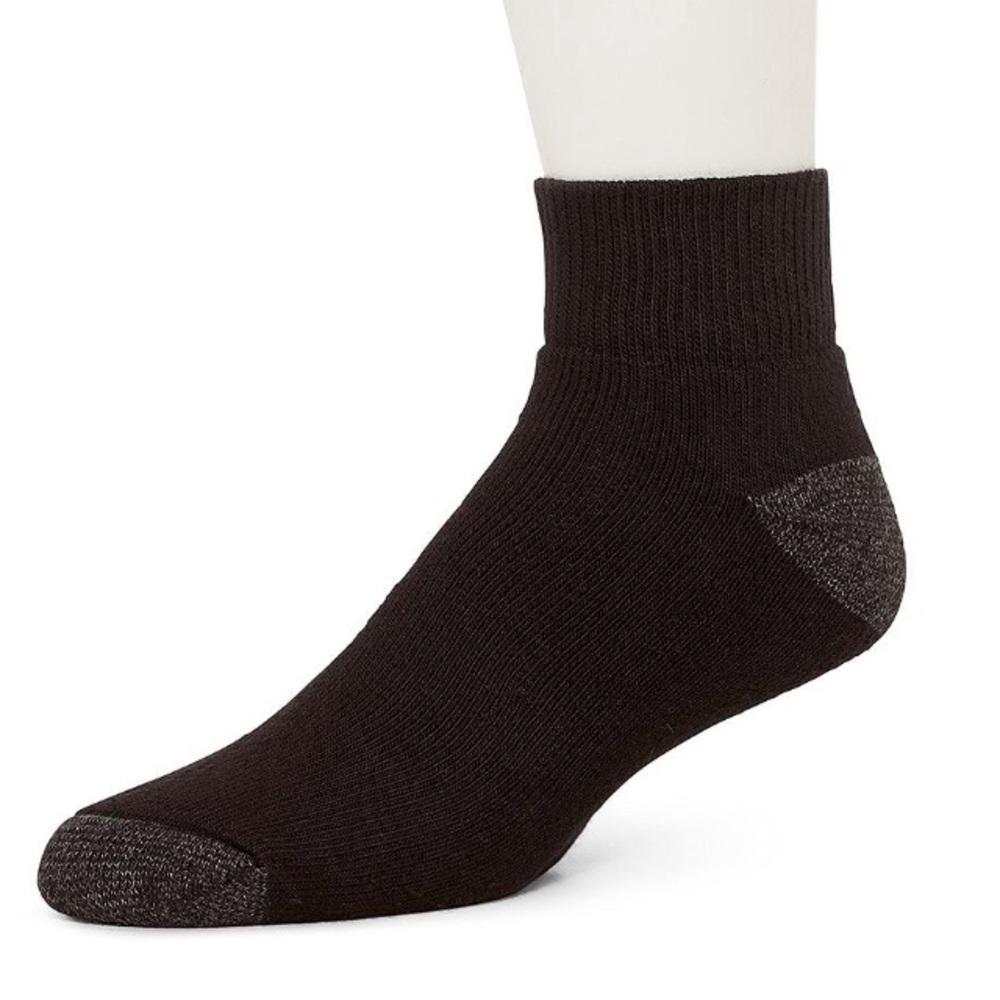 10 Pairs Black Socks Quarter Top Made in USA